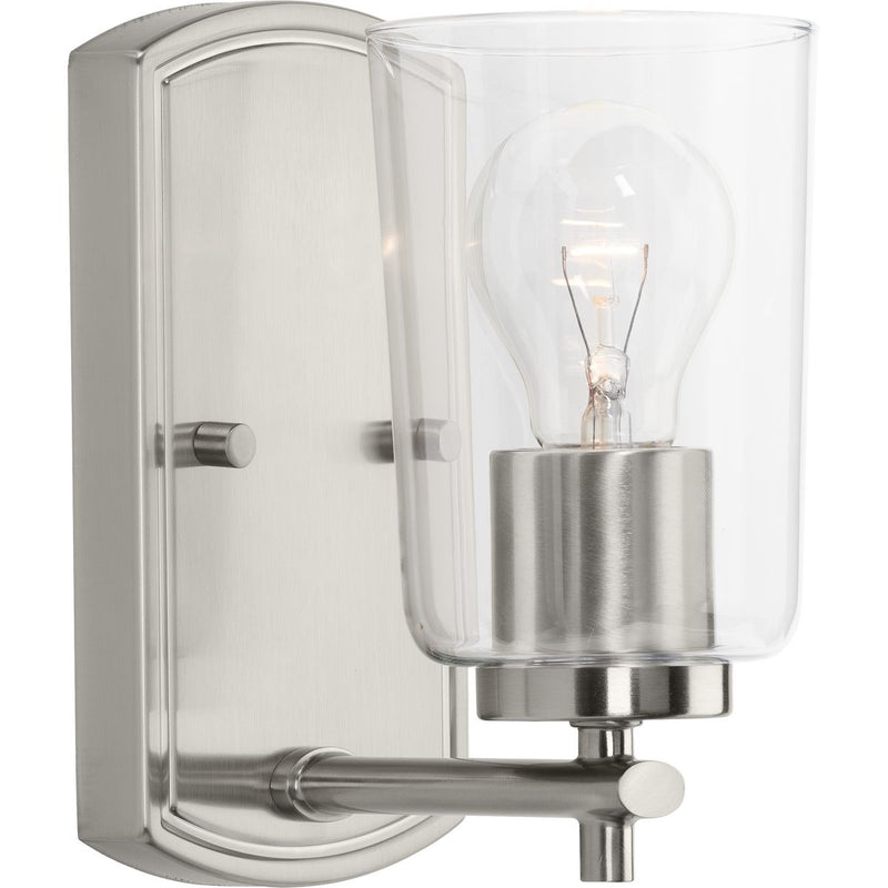 Progress P300154-009 Adley Collection One-Light Brushed Nickel Clear Glass New Traditional Bath Vanity Light Main Image.jpg