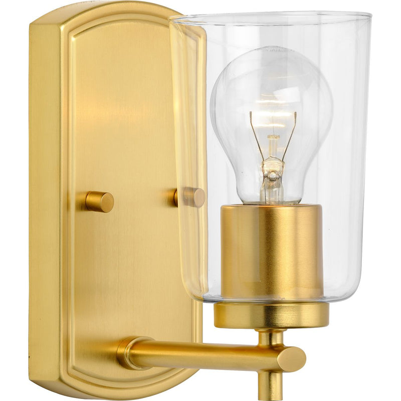 Progress P300154-012 Adley Collection One-Light Satin Brass Clear Glass New Traditional Bath Vanity Light Main Image.jpg