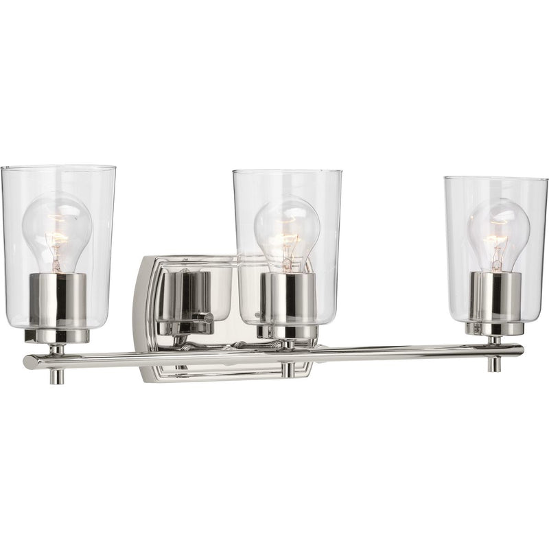 Progress P300156-104 Adley Collection Three-Light Polished Nickel Clear Glass New Traditional Bath Vanity Light Main Image.jpg