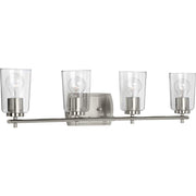 Progress P300157-009 Adley Collection Four-Light Brushed Nickel Clear Glass New Traditional Bath Vanity Light Main Image.jpg