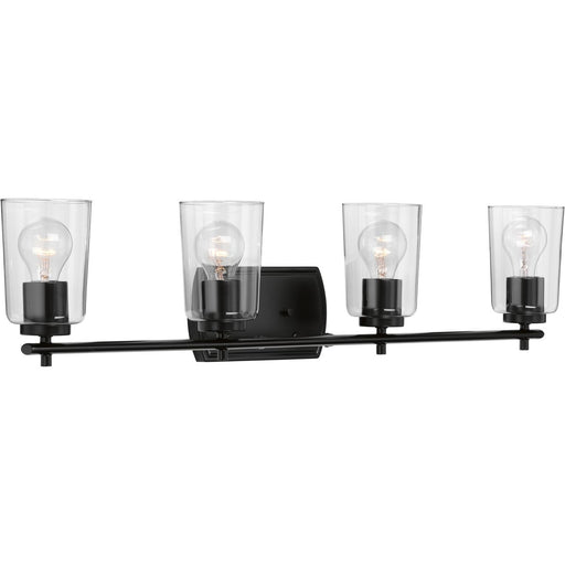 Progress P300157-031 Adley Collection Four-Light Matte Black Clear Glass New Traditional Bath Vanity Light Main Image.jpg