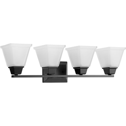 Progress P300161-31M Clifton Heights Collection Four-Light Modern Farmhouse Matte Black Etched Glass Bath Vanity Light Main Image.jpg