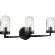 Progress P300176-143 Signal Collection Three-Light Graphite Clear Glass Coastal Bath Vanity Light Main Image.jpg