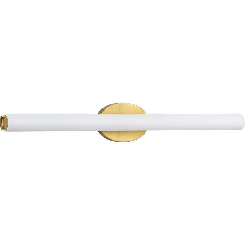 Progress P300184-012-30 Parallel LED Collection 32" Satin Brass Etched White Glass Mid-Century Modern Bath Vanity Light Main Image.jpg