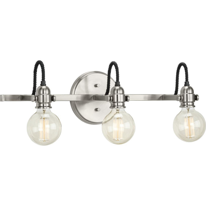 Progress P300191-009 Axle Collection Three-Light Brushed Nickel Vintage Style Bath Vanity Wall Light Main Image.jpg