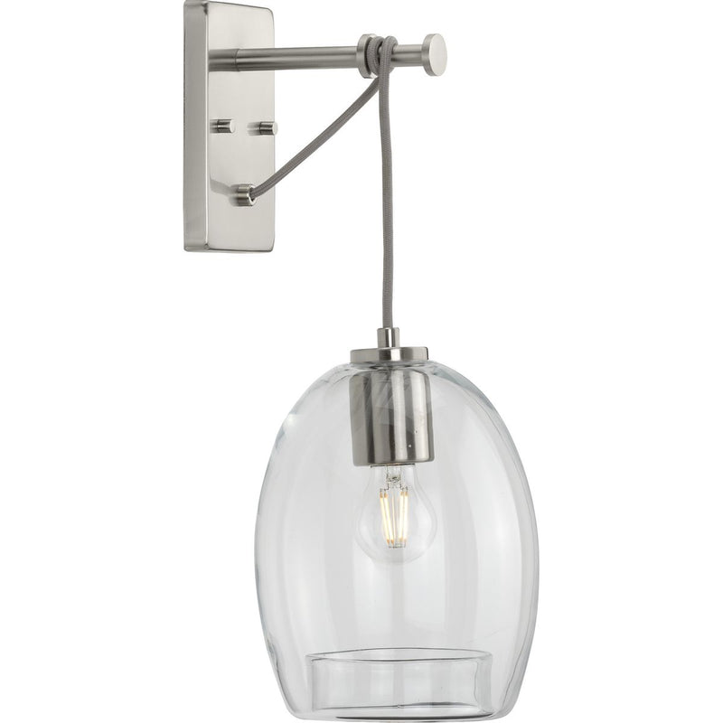 Progress P300215-009 Caisson Collection Brushed Nickel One-Light Wall Bracket Main Image.jpg