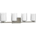 Progress P300218-009 Mast Collection Four-Light Brushed Nickel Clear Glass Coastal Bath Vanity Light Main Image.jpg