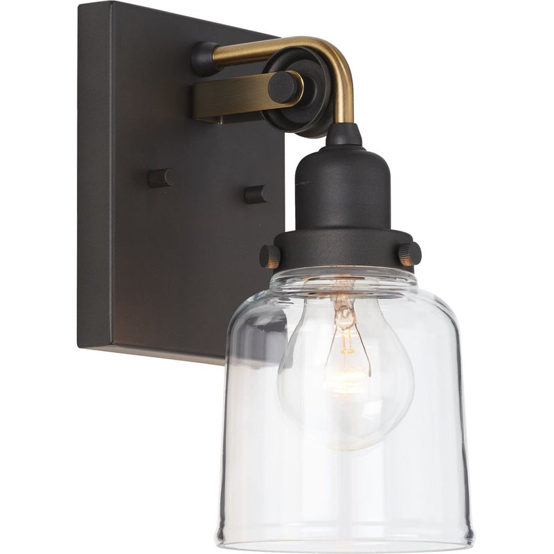 Progress P300226-143 Rushton Collection One-Light Graphite Clear Glass Farmhouse Bath Vanity Light Main Image.jpg