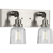Progress P300227-009 Rushton Collection Two-Light Brushed Nickel Clear Glass Farmhouse Bath Vanity Light Main Image.jpg