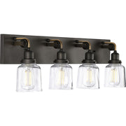 Progress P300229-143 Rushton Collection Four-Light Graphite Clear Glass Farmhouse Bath Vanity Light Main Image.jpg