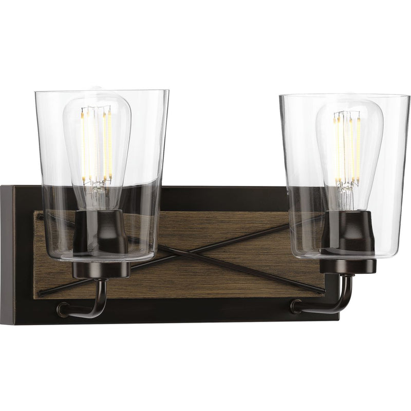 Progress P300230-020 Briarwood Collection Two-Light Antique Bronze Clear Glass Coastal Bath Vanity Light Main Image.jpg