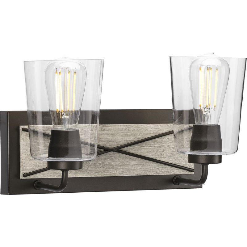 Progress P300230-143 Briarwood Collection Two-Light Graphite Clear Glass Coastal Bath Vanity Light Main Image.jpg