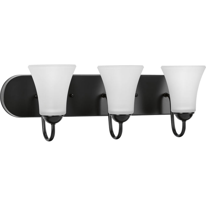 Progress P300235-031 Classic Collection Three-Light Matte Black Etched Glass Traditional Bath Vanity Light Main Image.jpg