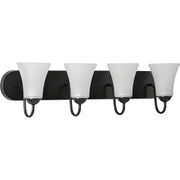Progress P300236-031 Classic Collection Four-Light Matte Black Etched Glass Traditional Bath Vanity Light Main Image.jpg