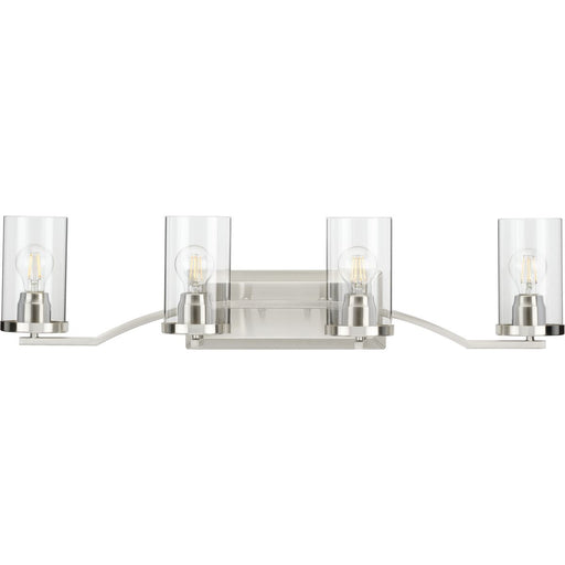 Progress P300259-009 Lassiter Collection Four-Light Brushed Nickel Clear Glass Modern Bath Vanity Light Main Image.jpg