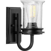 Progress P300272-031 Winslett Collection One-Light Matte Black Clear Seeded Glass Coastal Bath Vanity Light Main Image.jpg