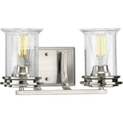 Progress P300273-009 Winslett Collection Two-Light Brushed Nickel Clear Seeded Glass Coastal Bath Vanity Light Main Image.jpg