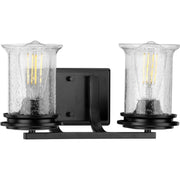 Progress P300273-031 Winslett Collection Two-Light Matte Black Clear Seeded Glass Coastal Bath Vanity Light Main Image.jpg