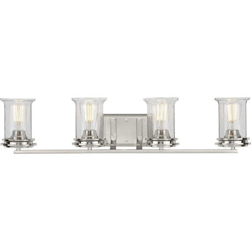 Progress P300275-009 Winslett Collection Four-Light Brushed Nickel Clear Seeded Glass Coastal Bath Vanity Light Main Image.jpg