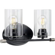 Progress P300277-031 Riley Collection Two-Light Matte Black Clear Glass Modern Bath Vanity Light Main Image.jpg