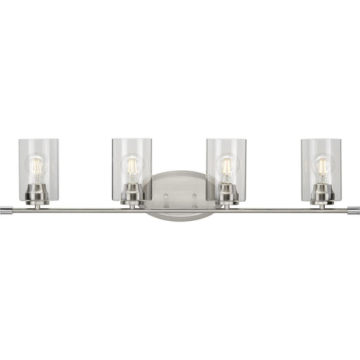 Progress P300279-009 Riley Collection Four-Light Brushed Nickel Clear Glass Modern Bath Vanity Light Main Image.jpg