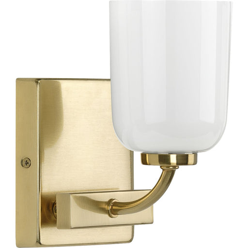 Progress P300280-012 Moore Collection One-Light Satin Brass White Opal Glass Luxe Bath Vanity Light Main Image.jpg