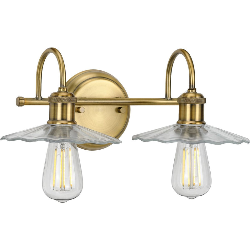 Progress P300287-163 Fayette Collection Two-Light Vintage Brass Clear Glass Farmhouse Bath Vanity Light Main Image.jpg