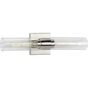 Progress P300300-009 Clarion Collection Two-Light Brushed Nickel and Clear Glass Modern Style Bath Vanity Wall Light Main Image.jpg