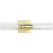 Progress P300300-012 Clarion Collection Two-Light Satin Brass Clear and Glass Modern Style Bath Vanity Wall Light Main Image.jpg