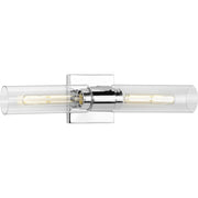 Progress P300300-015 Clarion Collection Two-Light Polished Chrome and Clear Glass Modern Style Bath Vanity Wall Light Main Image.jpg