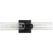 Progress P300300-031 Clarion Collection Two-Light Matte Black and Clear Glass Modern Style Bath Vanity Wall Light Main Image.jpg