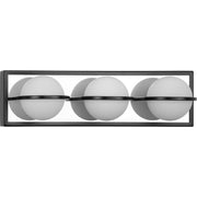 Progress P300312-031-30 Pearl LED Collection Three-Light Matte Black and Opal Glass Modern Style Bath Vanity Wall Light Main Image.jpg