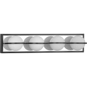 Progress P300313-031-30 Pearl LED Collection Four-Light Matte Black Opal Glass LED Modern Style Bath Vanity Light Main Image.jpg