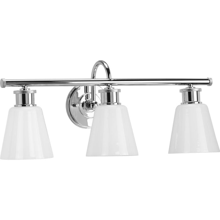 Progress P300316-015 Ashford Collection Three-Light Polished Chrome and Opal Glass Farmhouse Style Bath Vanity Wall Light Main Image.jpg