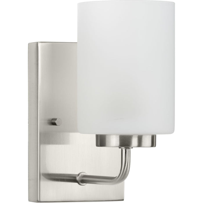 Progress P300327-009 Merry Collection One-Light Brushed Nickel and Etched Glass Transitional Style Bath Vanity Wall Light Main Image.jpg