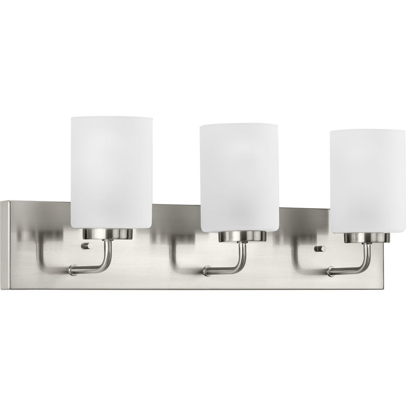 Progress P300329-009 Merry Collection Three-Light Brushed Nickel and Etched Glass Transitional Style Bath Vanity Wall Light Main Image.jpg