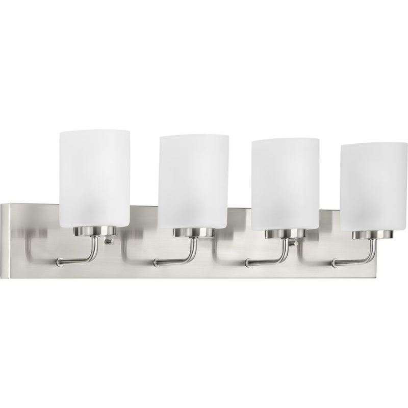 Progress P300330-009 Merry Collection Four-Light Brushed Nickel and Etched Glass Transitional Style Bath Vanity Wall Light Main Image.jpg