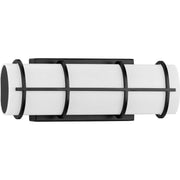 Progress P300331-031-30 Grid LED Collection 14-inch Matte Black and White Linen Acrylic Modern Style Bath Vanity Wall Light Main Image.jpg