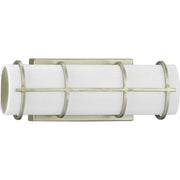 Progress P300331-134-30 Grid LED Collection 14-inch Silver Ridge and White Linen Acrylic Modern Style Bath Vanity Wall Light Main Image.jpg