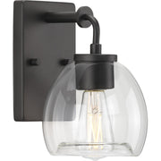 Progress P300345-143 Caisson Collection  One-Light Graphite Clear Glass Urban Industrial Bath Vanity Light Main Image.jpg