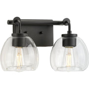 Progress P300346-143 Caisson Collection Two-Light Graphite Clear Glass Urban Industrial Bath Vanity Light Main Image.jpg