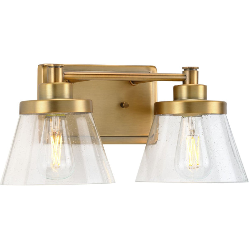 Progress P300349-163 Hinton Collection Two-Light Vintage Brass Clear Seeded Glass Farmhouse Bath Vanity Light Main Image.jpg