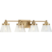 Progress P300351-163 Hinton Collection Four-Light Vintage Brass Clear Seeded Glass Farmhouse Bath Vanity Light Main Image.jpg