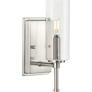 Progress P300356-009 Elara Collection One-Light New Traditional Brushed Nickel Clear Glass Bath Vanity Light Main Image.jpg