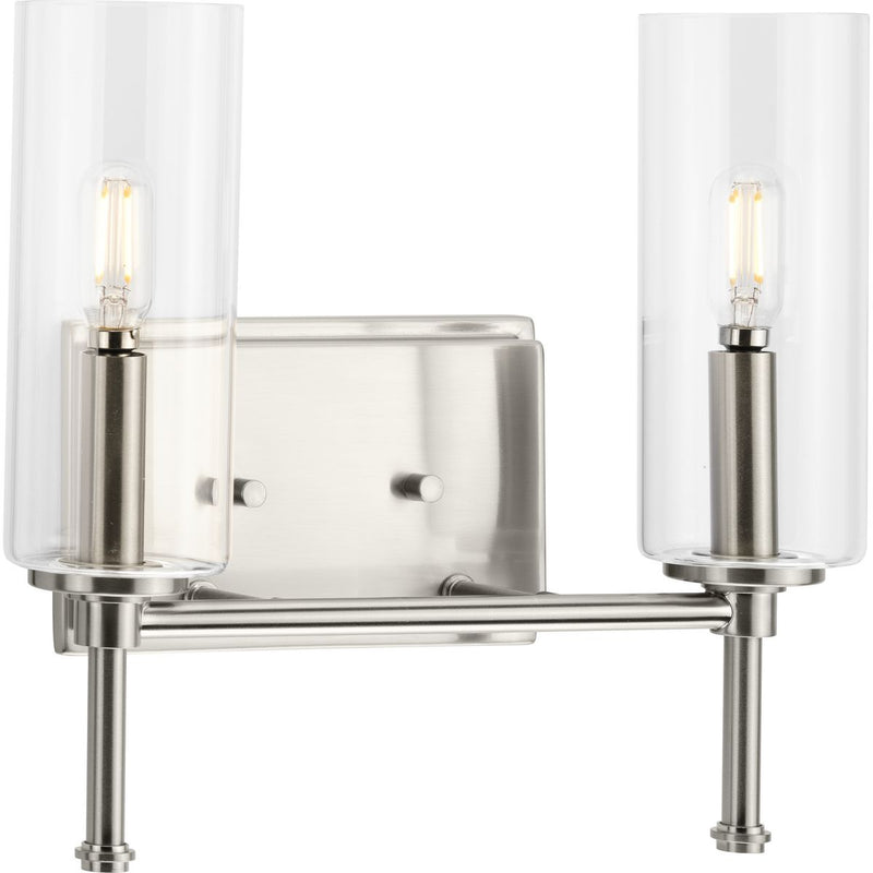 Progress P300357-009 Elara Collection Two-Light New Traditional Brushed Nickel Clear Glass Bath Vanity Light Main Image.jpg
