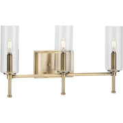Progress P300358-163 Elara Collection Three-Light Vintage Brass Clear Glass New Traditional Bath Vanity Light Main Image.jpg