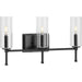 Progress P300358-31M Elara Collection Three-Light Matte Black Clear Glass New Traditional Bath Vanity Light Main Image.jpg