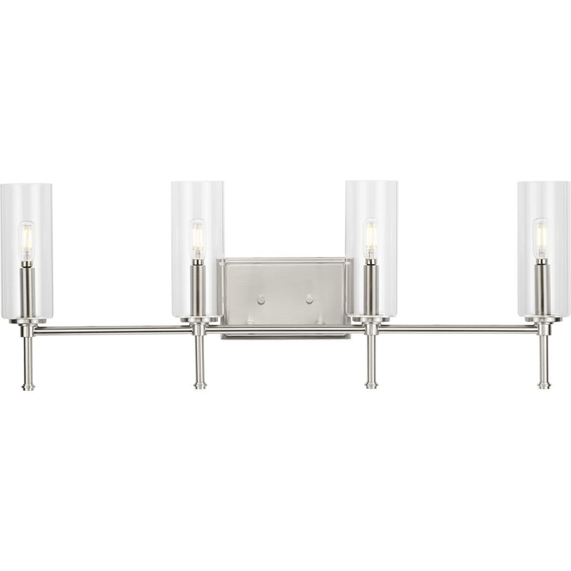 Progress P300359-009 Elara Collection Four-Light New Traditional Brushed Nickel Clear Glass Bath Vanity Light Main Image.jpg