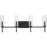 Progress P300359-31M Elara Collection Four-Light New Traditional Matte Black Clear Glass Bath Vanity Light Main Image.jpg