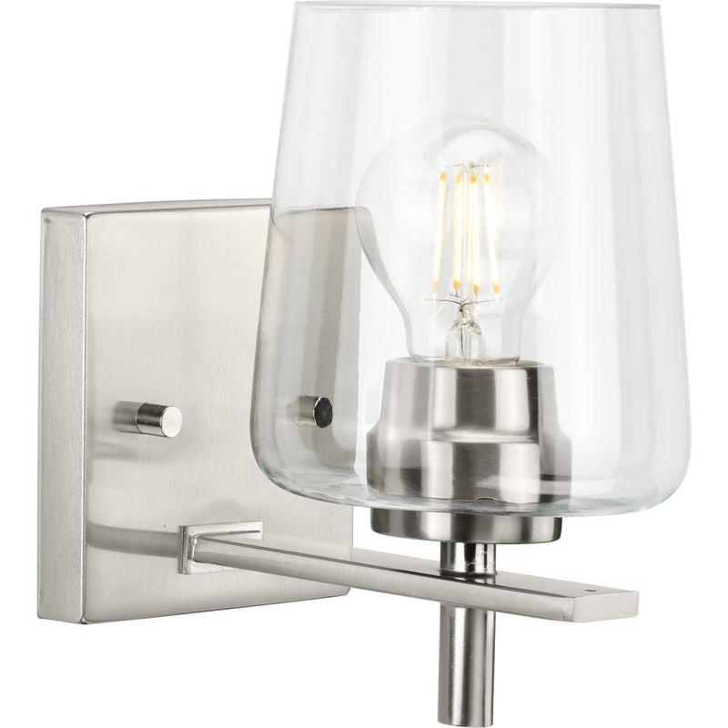 Progress P300360-009 Calais Collection One-Light New Traditional Brushed Nickel Clear Glass Bath Vanity Light Main Image.jpg